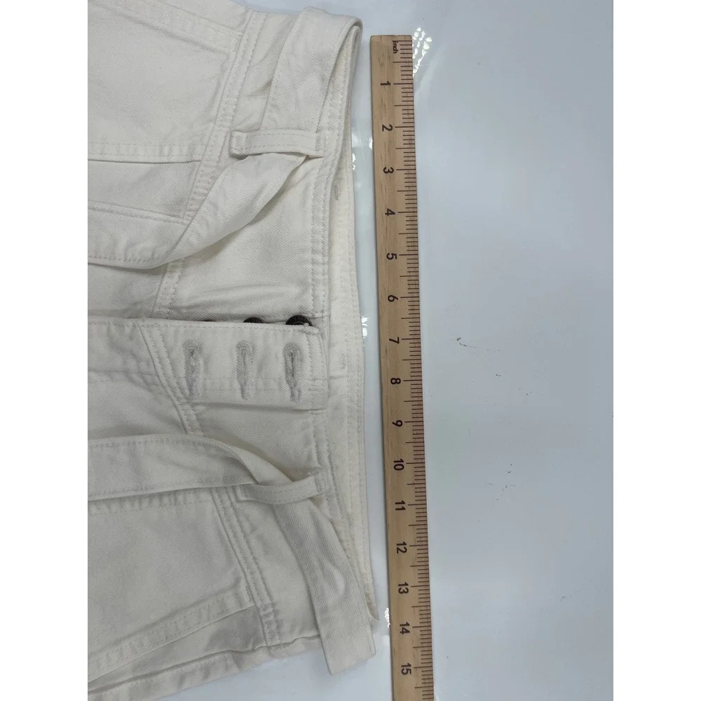 Abercrombie & Fitch White Mom Jean Tie Waist High Rise Button Fly Size 26 2R